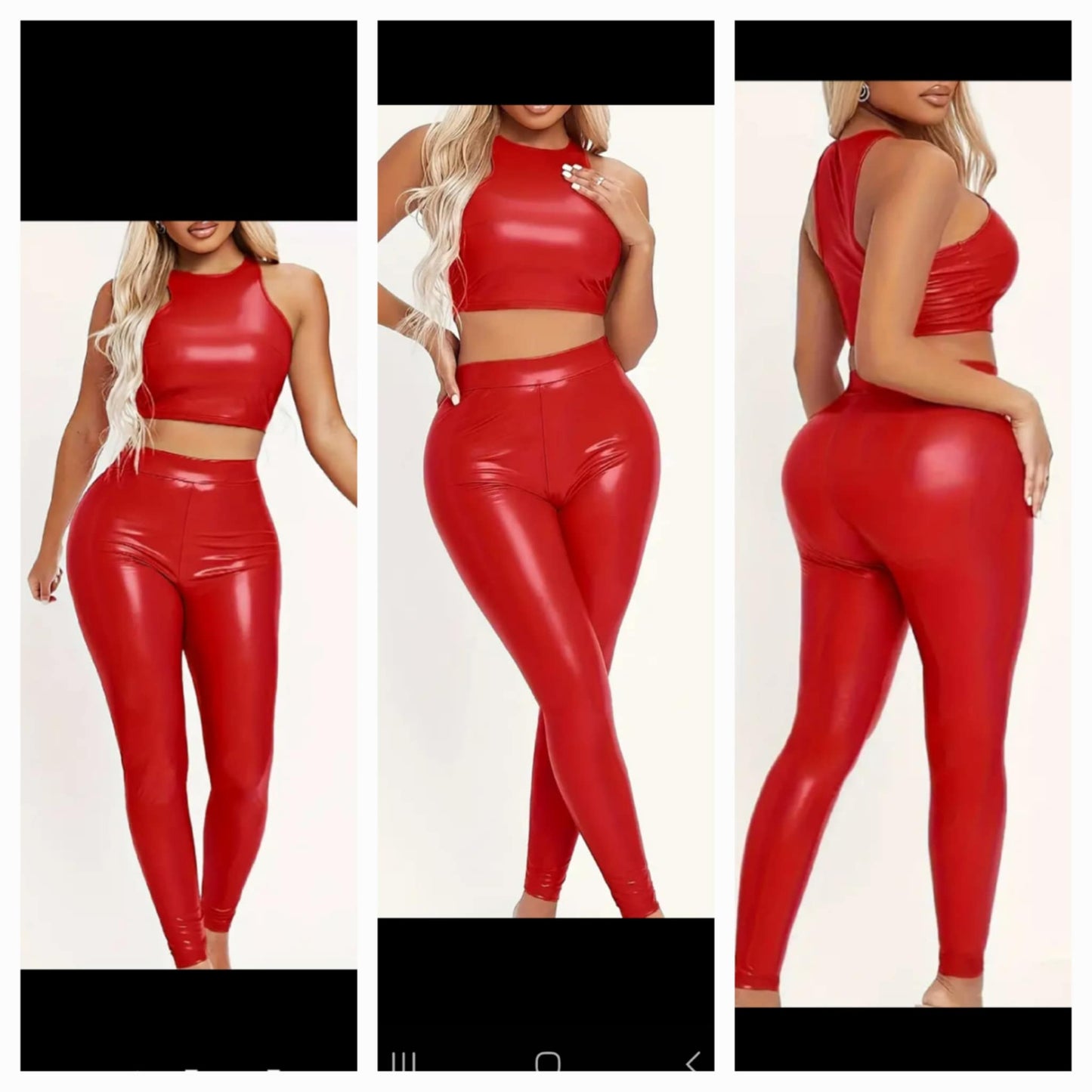 Faux Leather Pant Set