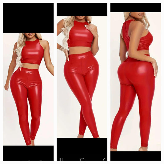 Faux Leather Pant Set
