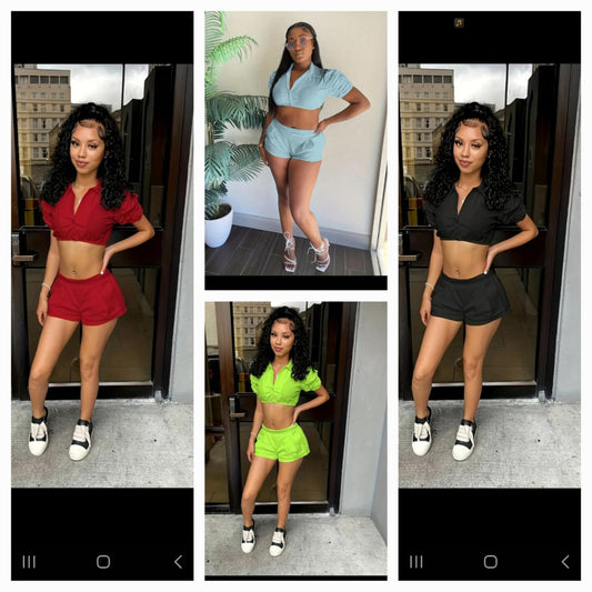 Princess Sleeve Crop Short Set