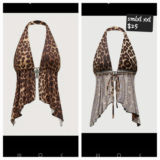 Cheetah Backless Halter Top