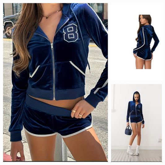 Velour Long Sleeve Short Set