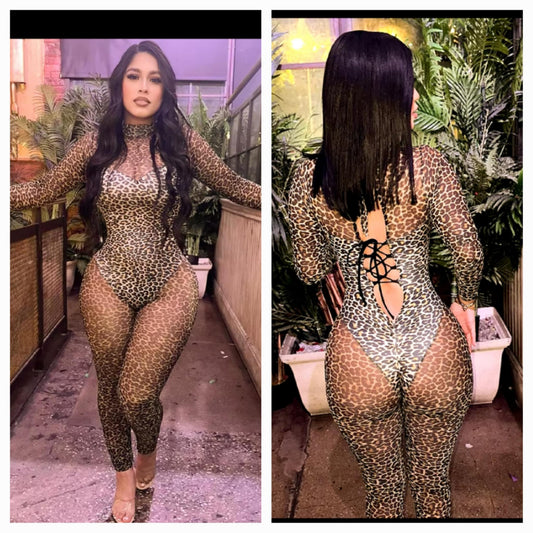 Cheetah Mesh Jumpsuit
