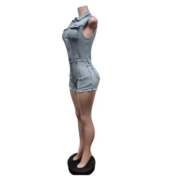 Sleeveless Denim Romper