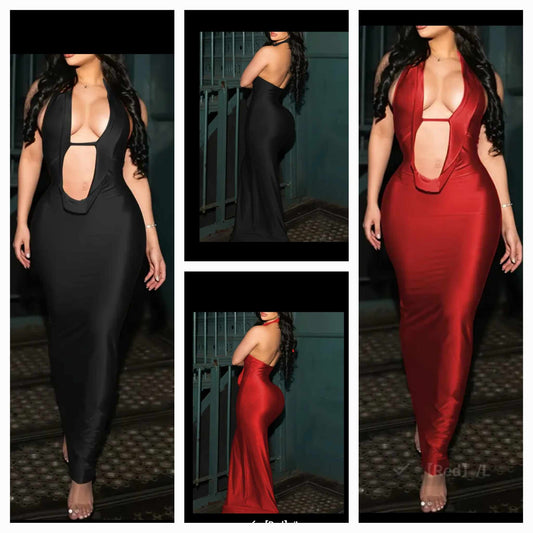 Front Cutout Clingy Dress