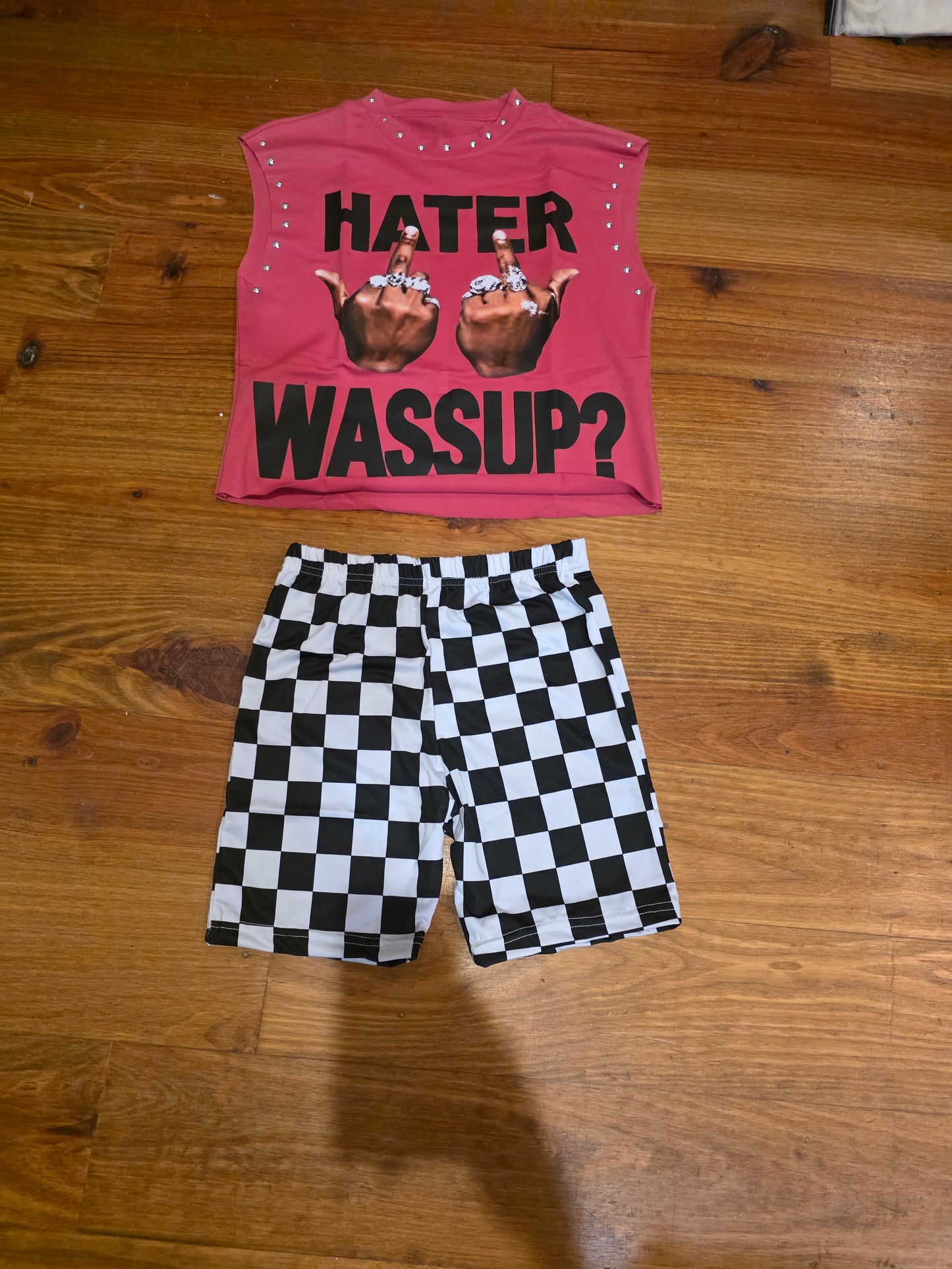 Wassup Polka Dot Sassy Graphic short set