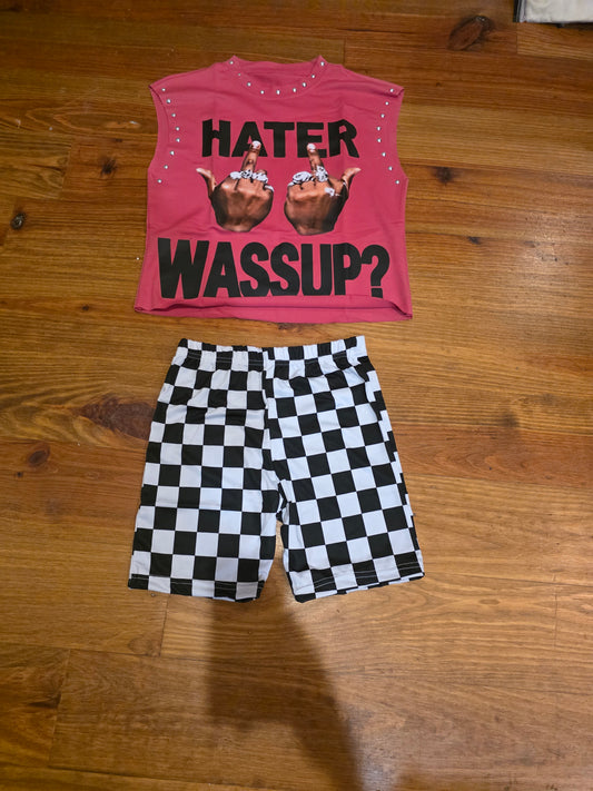 Wassup Polka Dot Sassy Graphic short set