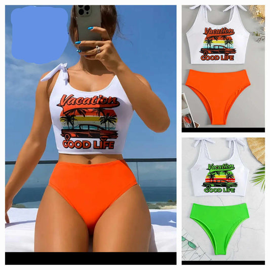Crop Tank with High Waist Bottoms Bikini