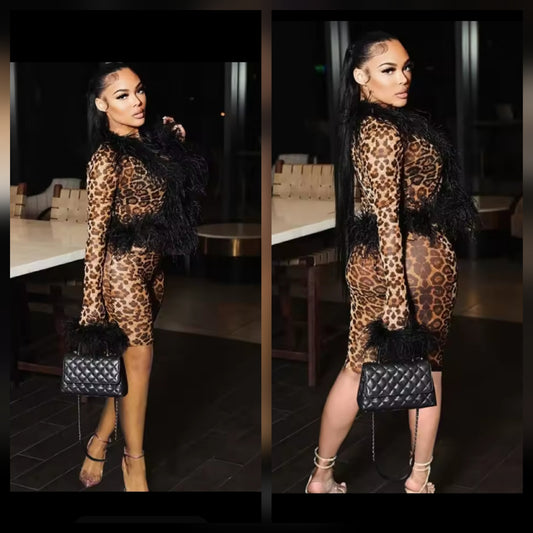 Cheetah Fur Short set